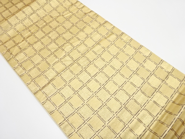 格子模様織り出し　袋帯